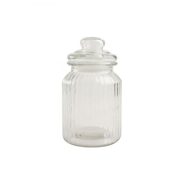 Medium Ribbed Glass Jar