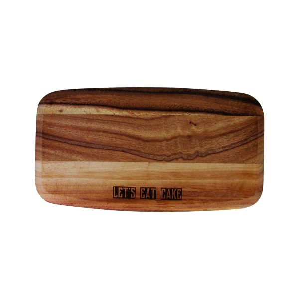 Medium Rectangular Rustic Acacia Board - Let's Eat Cake