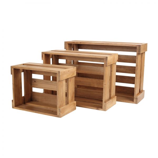 Set 3 Rustic Crates Nested 320x240x160mm 420x300x160mm 500x350x170mm Image